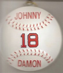 Johnny Damon Boston Red Sox Baseball Christmas Ornament