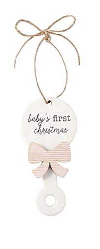 Mud Pie Unisex Baby’s First Christmas Rattle Ornament Pink One Size