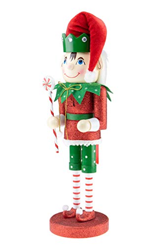 Clever Creations Wooden Elf Christmas Nutcracker | Blue, Silver, White with Scepter | Premium Festive Traditional Christmas Decor | 6″ Tall Perfect for Shelves and Tables