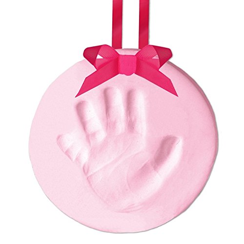 Pearhead Easy-to-Create Babyprints Baby Handprint or Footprint Keepsake Ornament Kit with Ribbon, Pink