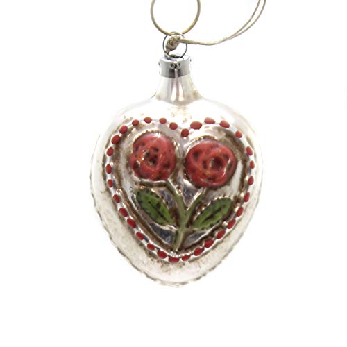 Marolin Rose Heart Glass Ornament Feather Tree 2011122