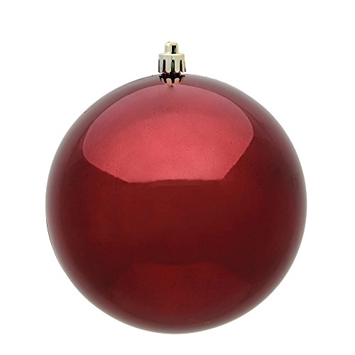 Vickerman 2.4″ Burgundy Shiny UV Treated Ball Christmas Ornament with Drilled and Wired Cap, 24 per Bag