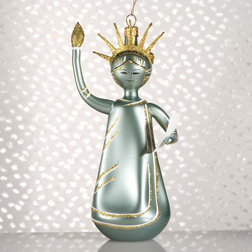 De Carlini Lady Liberty Italian Mouthblown Glass Christmas Ornament