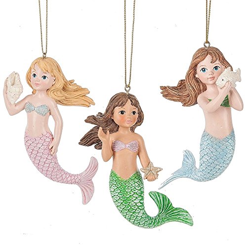 Mermaids with Shells Christmas Holiday Ornaments Set of 3 Resin by Midwest-CBK133483