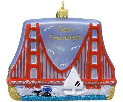 Landmark Creations San Francisco Golden Gate Bridge European Glass Blown Christmas Ornament