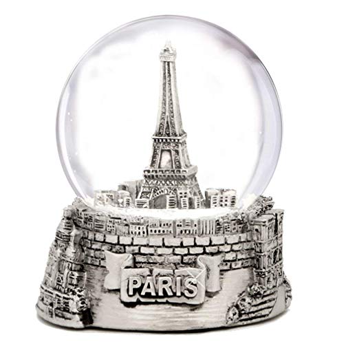 Mini Silver Paris Eiffel Tower Snow Globe, (2.5 Inches Tall) Paris Snow Globes Collection