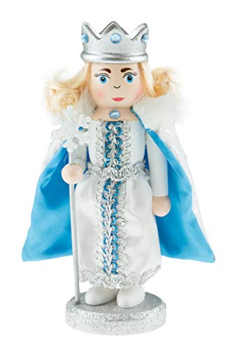Clever Creations Chubby Snow Queen Nutcracker | Glittery Silver and Blue with Sparkly Snowflake Staff | Festive Traditional Christmas Decor | 7″ Tall Great for Any Holiday Collection