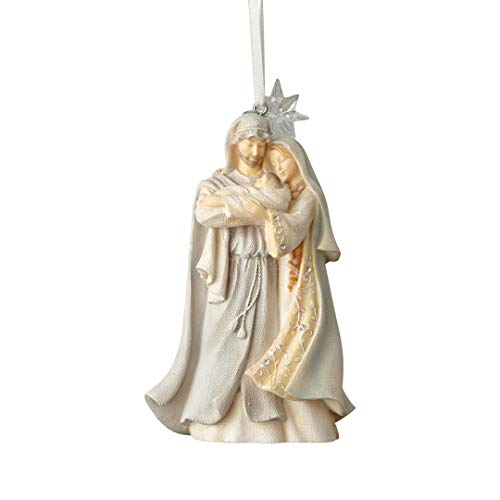 Enesco (6001149) Christmas Holy Family Stone Resin Hanging Ornament, 4.65” , Multicolor