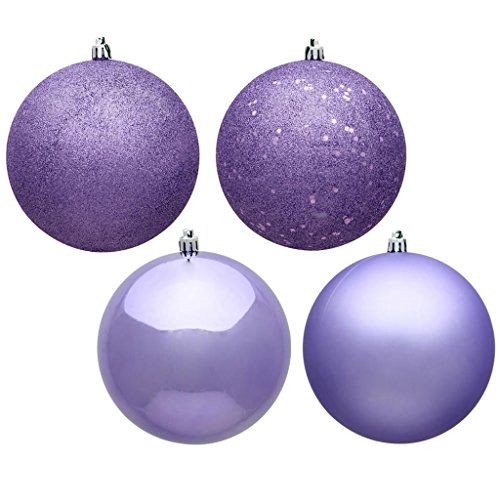Vickerman 480779-1 Lavender 4 Assorted Finishes Ball Christmas Tree Ornament (4 pack) (N590386)