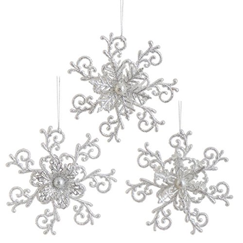 RAZ Imports – 5.5″ Glittered Snowflake Ornaments – Set of 3