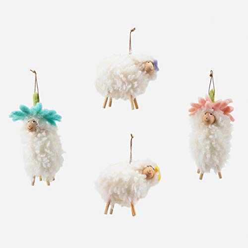 One Hundred 80 Degrees Felted Wool Sheep Ornaments – Set of 4