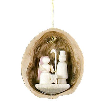 Alexander Taron Importer 199-132 Dregeno Ornament – Nutshell with Nativity – 1.5″ H x 1.25″ W x 1″ D, Brown