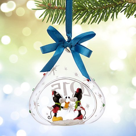 Disney’s Mickey and Minnie Mouse Holiday Glass Drop Sketchbook Ornament — 2018 Edition