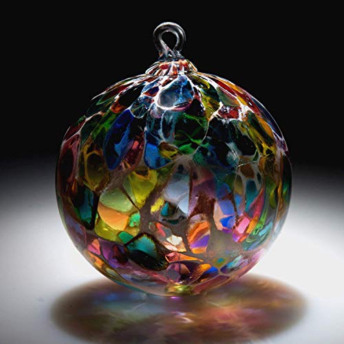 Ornament. Sun catcher. Hand blown Fine Art Glass Ornament in Magic White Powder Made in Seattle. Artist Dehanna Jones.