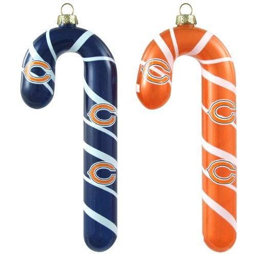 NFL Chicago Bears Blown Glass Candy Cane Ornament Set