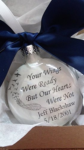 Memorial Ornament In Memory Christmas Keepsake – Your Wings Were Ready But Our Hearts Were Not – Personalized Gift