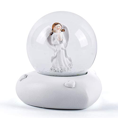 WOBAOS Snow Globes Crafts- Sculptured Resin Snowglobes- Christmas Valentine’s Day Birthday Holiday New Year’s Gift (Diameter 60mm, White)