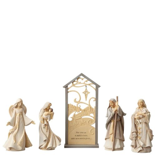 Enesco Foundations Christmas Nativity Scene Figurine (Set of 5), Multicolor