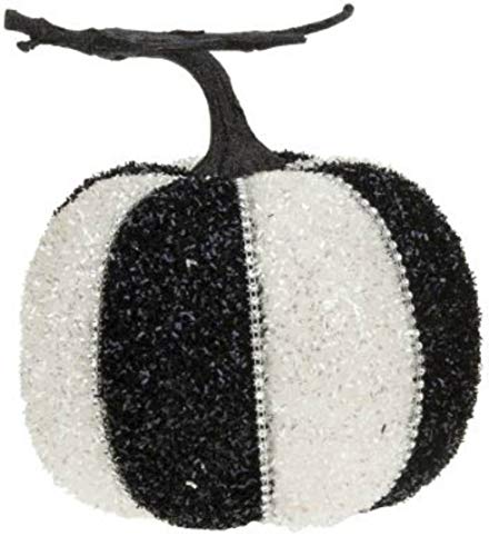 Mark Roberts Black White Diamond Trim Pumpkin – Decorative Pumpkins for Fall Halloween (7″)