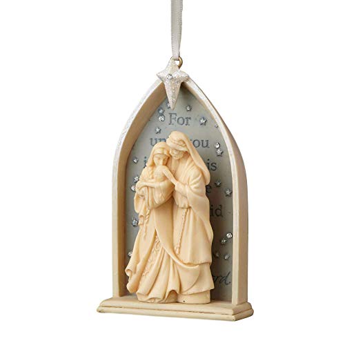 Foundations Stone Resin Hanging Ornament with S-Hook (Nativity)