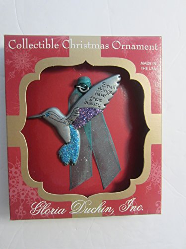 Gloria Duchin Jewelry For Your Tree Christmas HUMMINGBIRD Ornament with “Small things have great beauty” on the wing