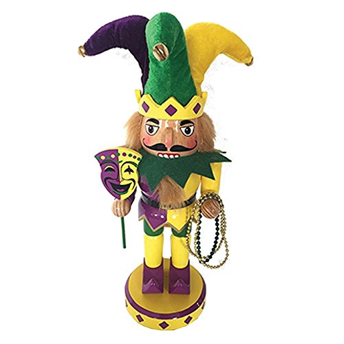 Santa’s Workshop Mardi Gras Jester Nutcracker Figurine, 10″ Tall, Purple/Yellow/Green