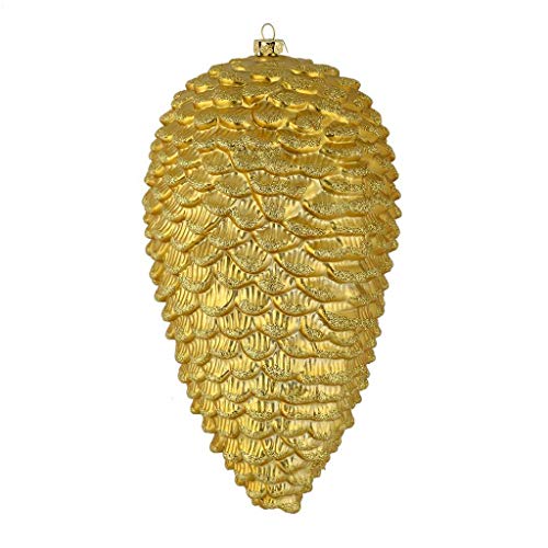 Vickerman 526354-10″ Gold Matte Glitter Pine Cone Christmas Tree Ornament (2 pack) (N187308D)