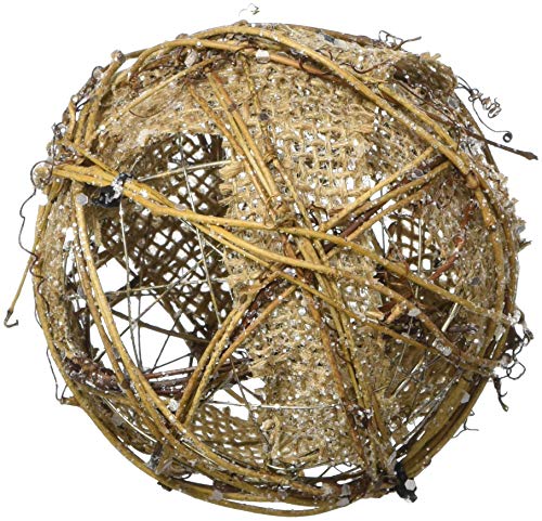 Department 56 Sparkle Rattan Ball, 4″ Hanging Ornament, Brown