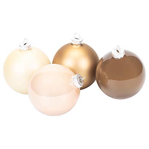 Creative Co-Op 3 Inch Round Glass Ball Ornaments, Neutral, Boxed Set of 4