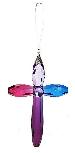 Rainbow Cross Crystal Expressions 7 Inch Acrylic Hanging Ornament – Light Purple/Dark Purple