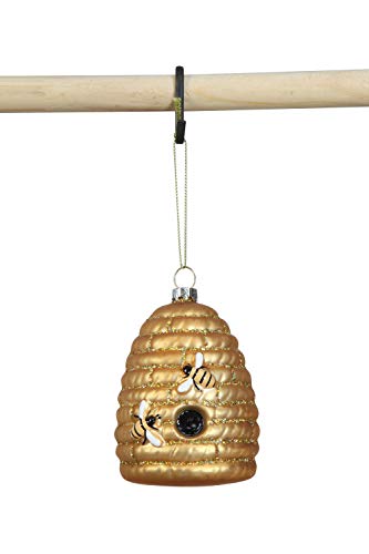 Creative Co-op Glass Beehive Ornament, Gold