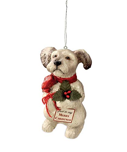 Bethany Lowe Terrier with Holly Puppy Ornament Dog with Scarf Christmas Tree Decoration 3 1/4 Inch