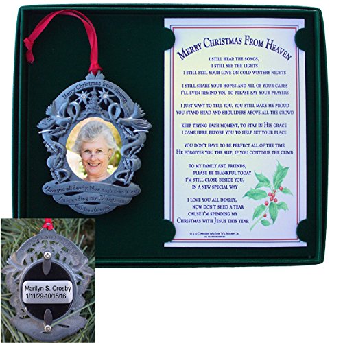 Merry Christmas From Heaven Engraved Photo Holder Ornament