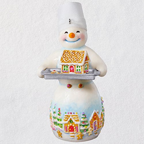 Hallmark Keepsake Christmas Ornament 2018 Year Dated, Snowman and Gingerbread House Snowtop Lodge Ginger N. Sweethaus Series #14