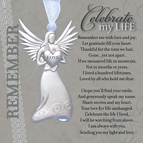 Memorial/Remembrance Angel Ornament with Celebrate My Life Poem- Heartfelt Sympathy Gift for Loss of Loved One