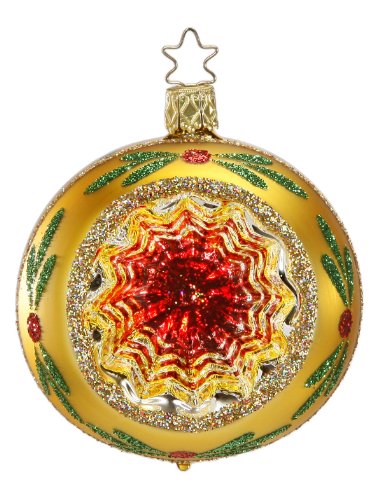Inge-Glas Reflector Ball Christmas Shine Goldish 20686R008E German Glass Ornament