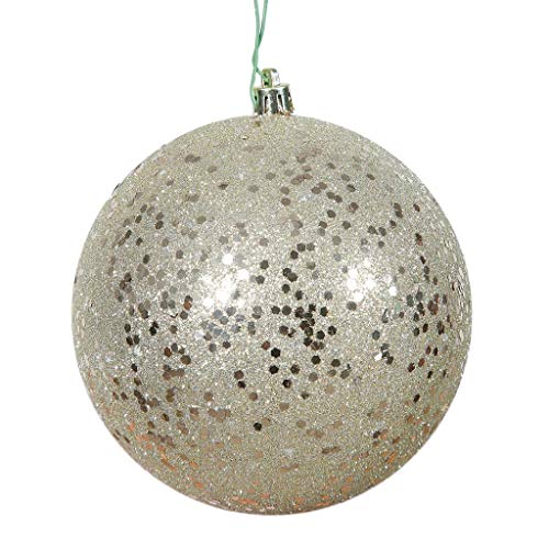 Vickerman 572542-4.75″ Champagne Sequin Ball Christmas Tree Ornament (4 pack) (N591238DQ)