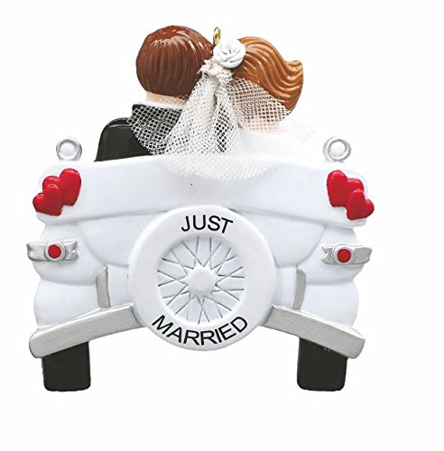 Just Married Wedding Couple Car Personalized Christmas Ornament-Free Personalization and Gift Bag Included