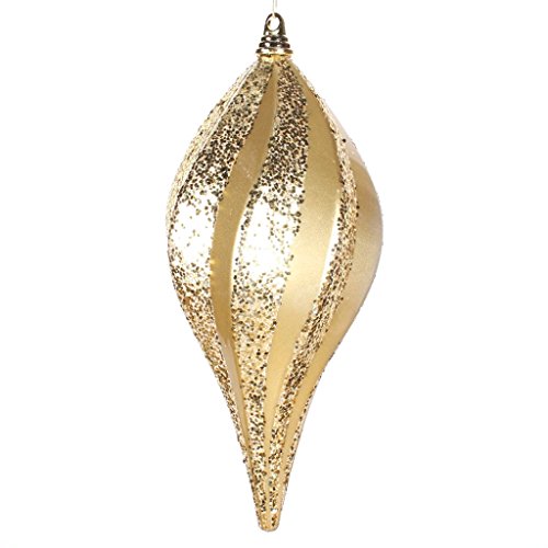 Vickerman 33639 – 8″ Gold Candy Glitter Swirl Drop Christmas Tree Ornament (M132508)