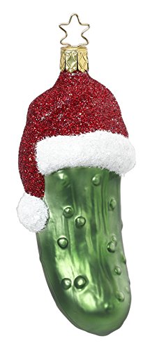Inge-Glas Pickle Merry Pickles 10018S015 German Blown Glass Christmas Ornament