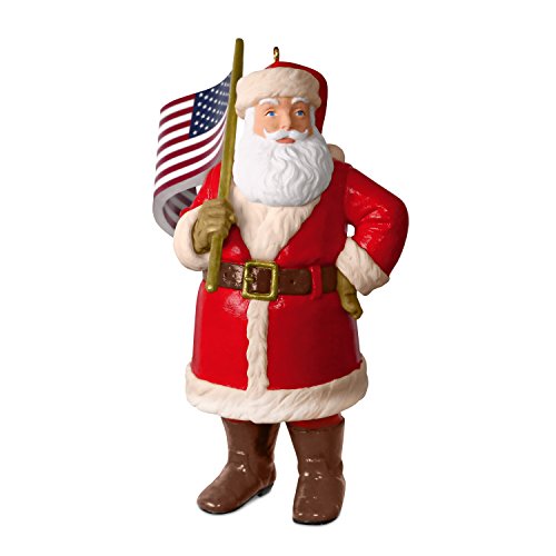 Hallmark Keepsake Christmas Ornament 2018 Year Dated American Flag Santa Patriotic, Saluting Old Glory,