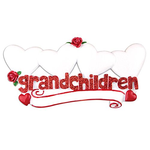 Polar X Grandchildren with 4 Hearts Personalized Christmas Ornament