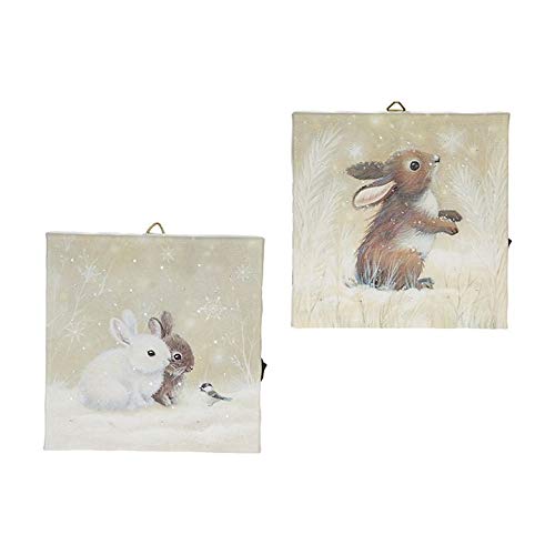 Raz Imports 6″ Winter Bunny Rabbits Lighted Print Ornament Set