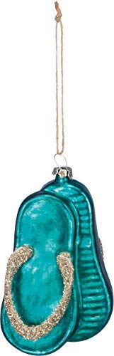 Primitives By Kathy 2.50 Inches x 3.50 Inches Glass Glitter Metal – Flip Flops Decorative Hanging Ornaments
