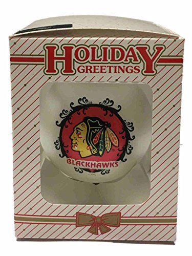 Chicago Blackhawks NHL Topperscot White Large Glass Christmas Ornament (3 1/4″)