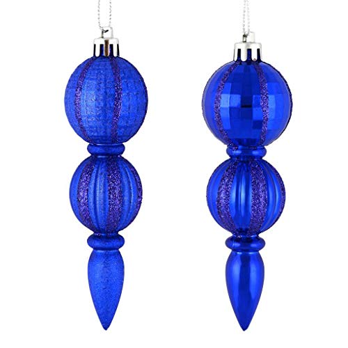 Vickerman 544389-5″ Coblt Blue Glitter/Matte Finial Christmas Tree Ornament (set of 6) (M183622)