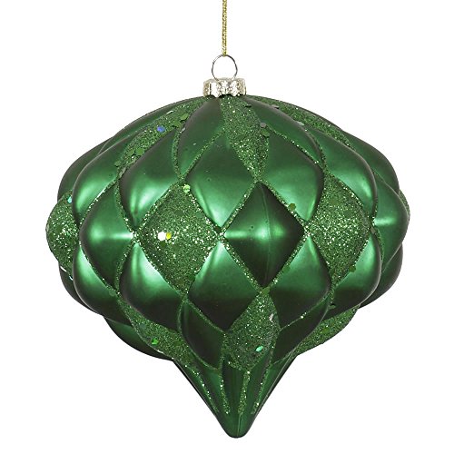 Vickerman Matte/Glitter Diamond Ornament, 5.7-Inch, Green