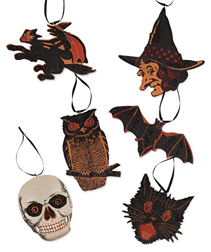 Bethany Lowe Vintage Halloween Image Pressed Paper Ornaments Set of 6 Designs LC2922
