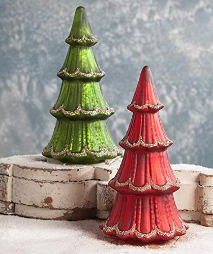 Bethany Lowe Traditional Mercury Glass Trees-Red and Green Colors