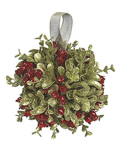 Ganz 5 Inch Mistletoe Kissing Ball Ornament,Red,5″ Dia.